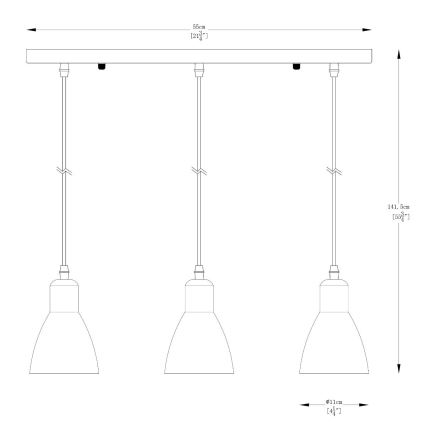 Zuma Line - Candelabro suspenso 3xE27/40W/230V antracite