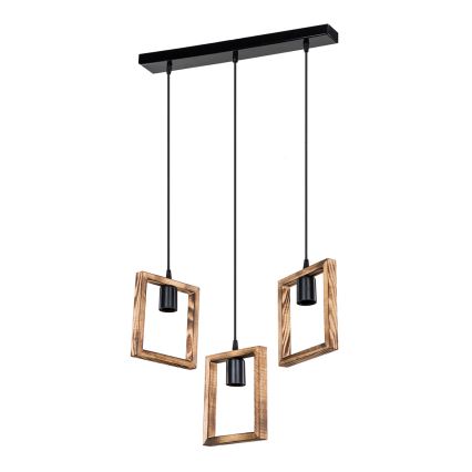 Zuma Line - Candeeiro suspenso 3xE27/20W/230V pinho/preto
