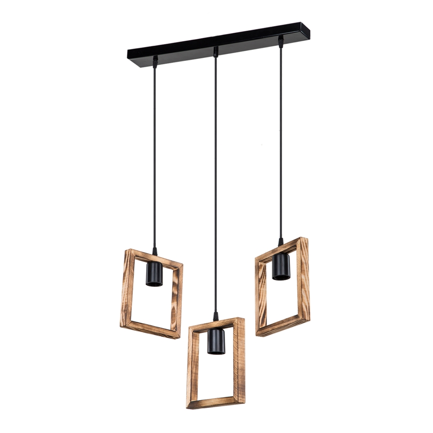 Zuma Line - Candeeiro suspenso 3xE27/20W/230V pinho/preto