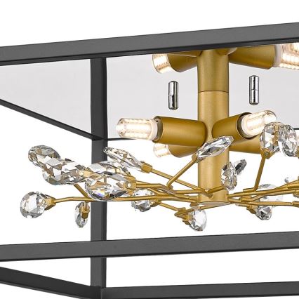 Zuma Line - Iluminação de teto de cristal 4xG9/33W/230V preto/dourado