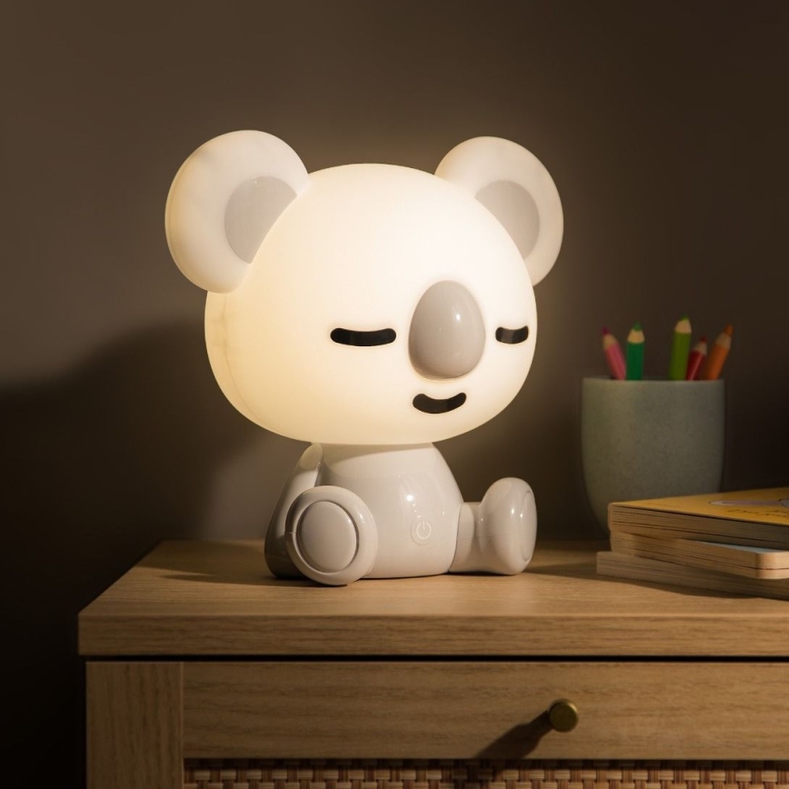 Zuma Line - Candeeiro de mesa LED regulável para crianças LED/3W/230V coala cinzento