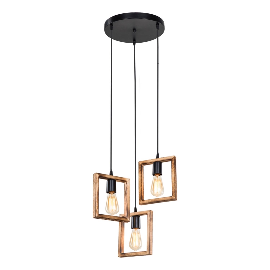 Zuma Line - Candeeiro suspenso 3xE27/20W/230V pinho/preto