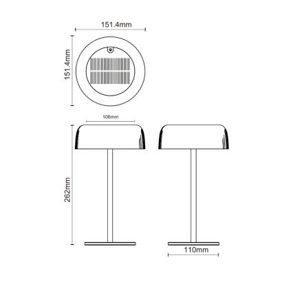 Zuma Line - Candeeiro de mesa solar LED com regulação LED/2,5W/2000 mAh IP44 preto
