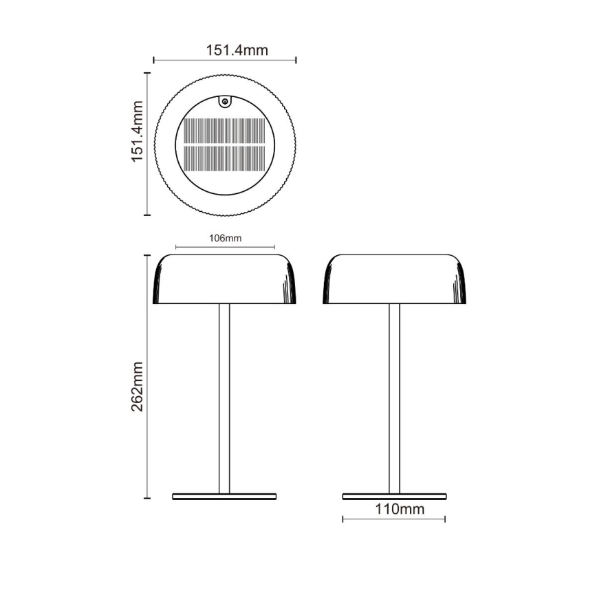 Zuma Line - Candeeiro de mesa solar LED com regulação LED/2,5W/2000 mAh IP44 preto