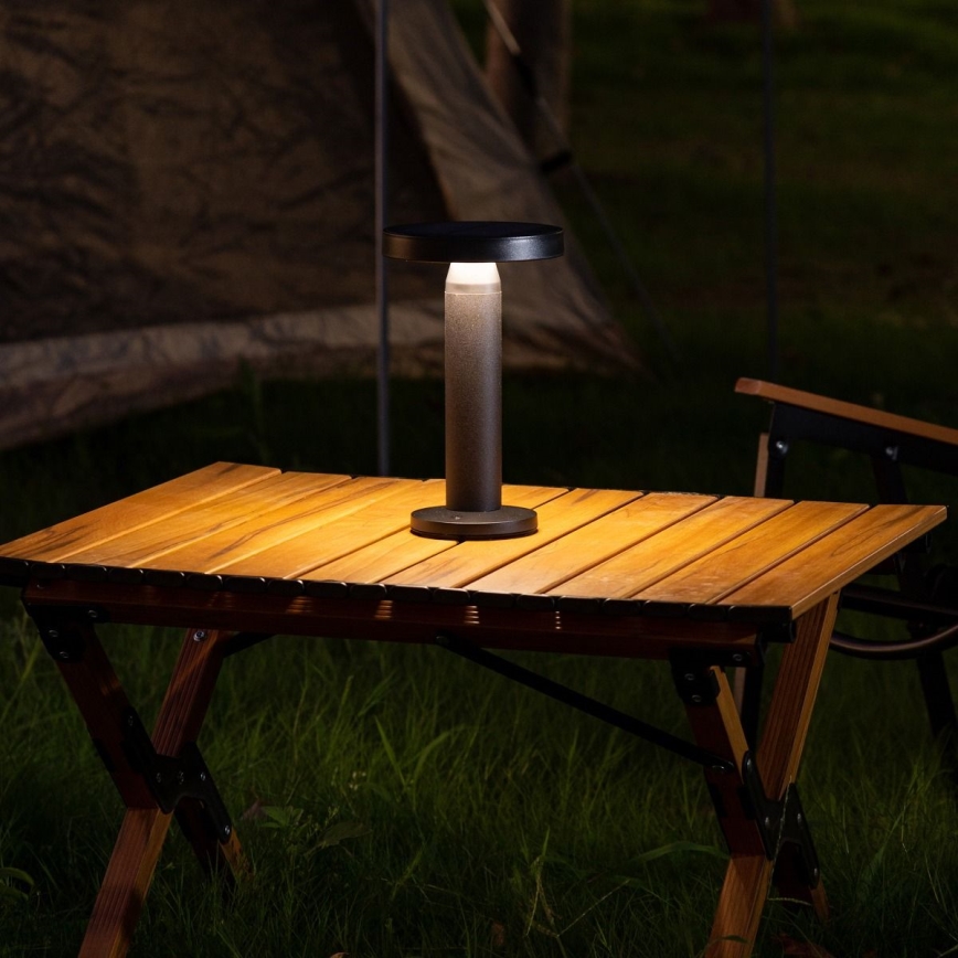 Zuma Line - Candeeiro de mesa solar LED com regulação LED/2W/2000 mAh IP44 preto