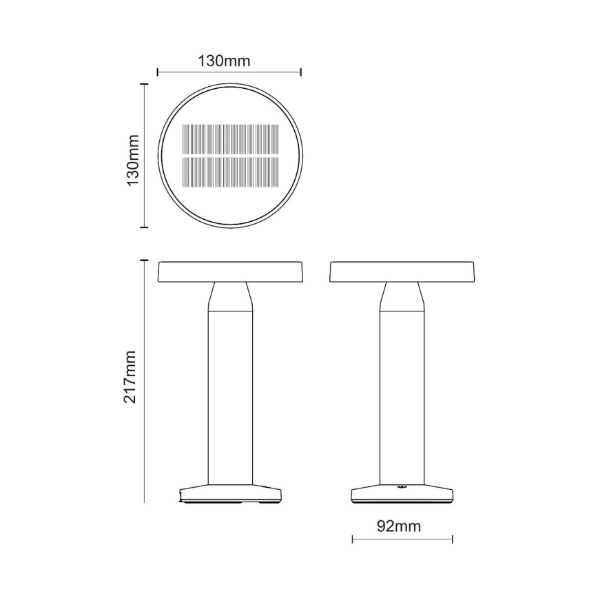 Zuma Line - Candeeiro de mesa solar LED com regulação LED/2W/2000 mAh IP44 preto