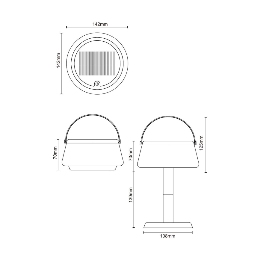 Zuma Line - Candeeiro de mesa solar LED com regulação LED/2,2W/2000 mAh IP44 preto
