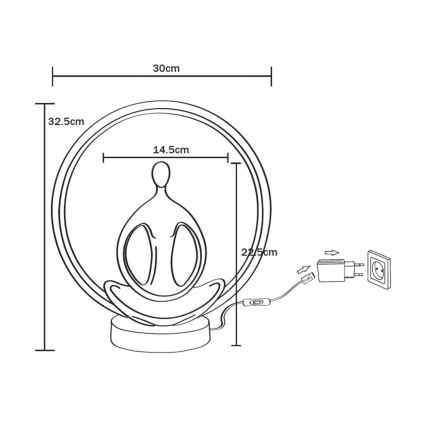 Zuma Line - Candeeiro de mesa LED LED/4W/5V preto/dourado