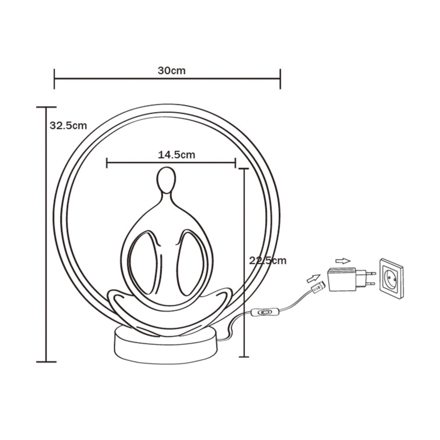 Zuma Line - Candeeiro de mesa LED LED/4W/5V preto/dourado