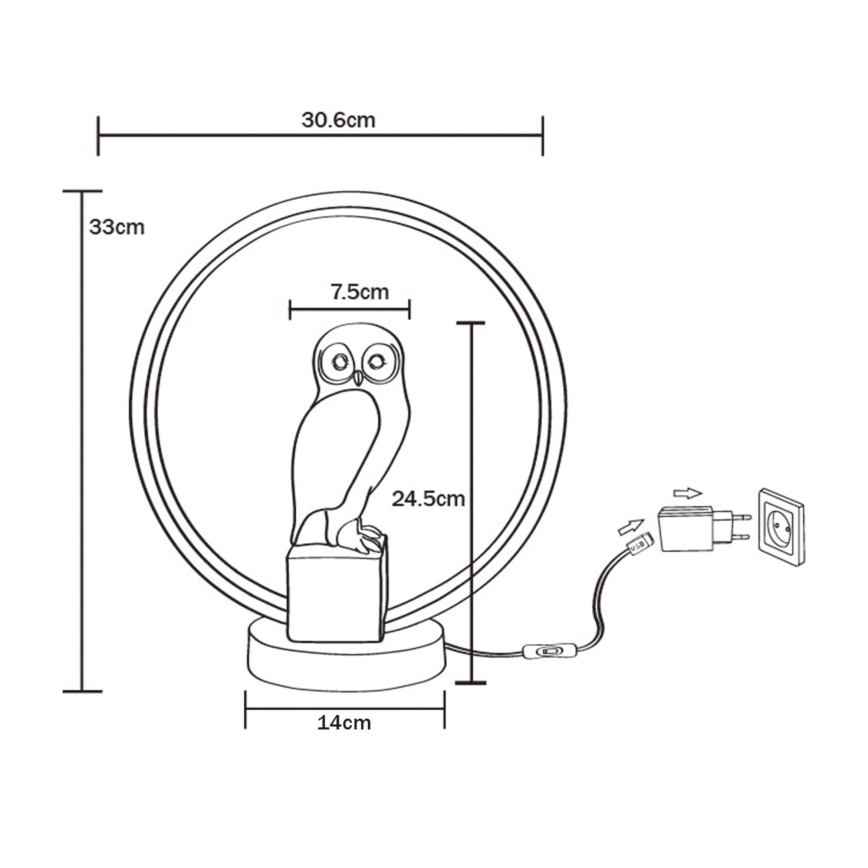 Zuma Line - Candeeiro de mesa LED LED/4W/5V preto/branco