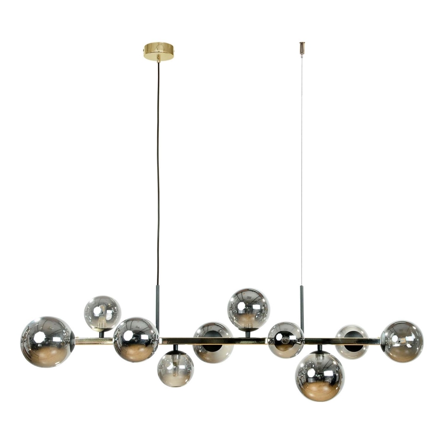 Zuma Line - Lustre pendente em cabo 10xG9/8W/230V dourado/preto fumê