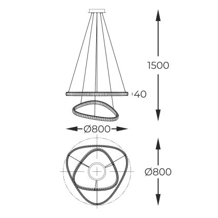 Zuma Line - Lustre de cristal LED regulável em cabo LED/36W/230V 2700-6000K + comando à distância