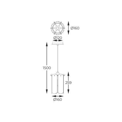 Zuma Line - Candeeiro suspenso 1xE14/40W/230V dourado