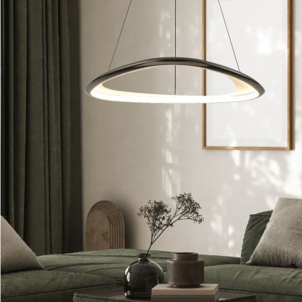 Zuma Line - Candeeiro suspenso LED com regulação LED/34W/230V 3000K preto cromado brilhante