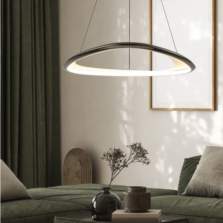 Zuma Line - Candeeiro suspenso LED com regulação LED/34W/230V 3000K preto cromado brilhante