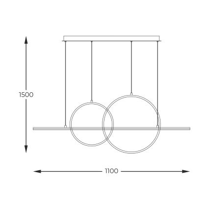Zuma Line - Candeeiro suspenso LED com regulação LED/34W/230V dourado