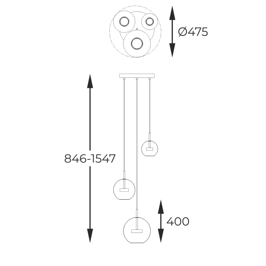 Zuma Line - Candeeiro suspenso LED 3xLED/5W/230V dourado