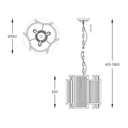 Zuma Line - Candeeiro suspenso 3xE14/60W/230V dourado