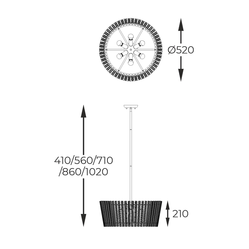 Zuma Line - Candeeiro suspenso 6xE14/40W/230V dourado
