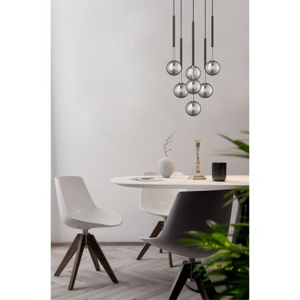 Zuma Line - Candeeiro suspenso 7xG9/4W/230V preto