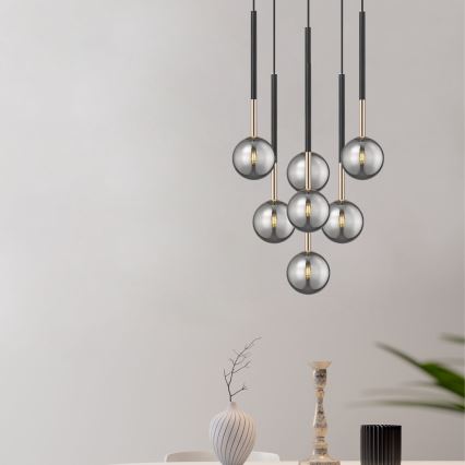 Zuma Line - Candeeiro suspenso 7xG9/4W/230V preto