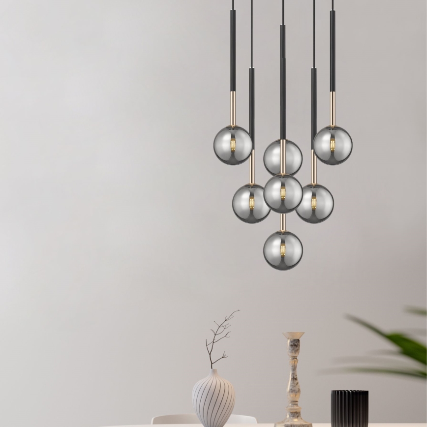 Zuma Line - Candeeiro suspenso 7xG9/4W/230V preto