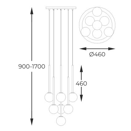 Zuma Line - Candeeiro suspenso 7xG9/4W/230V preto