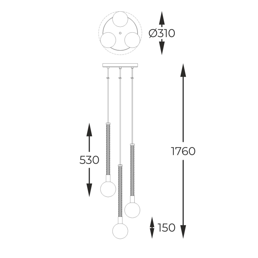 Zuma Line - Candeeiro suspenso 3xG9/6W/230V latão