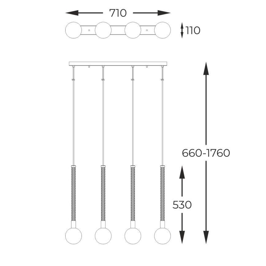 Zuma Line - Candeeiro suspenso 4xG9/6W/230V latão