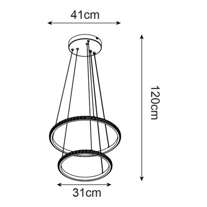 Zuma Line - Candeeiro suspenso LED RIDE LED/22W/230V + LED/14W diâmetro 41 cm preto