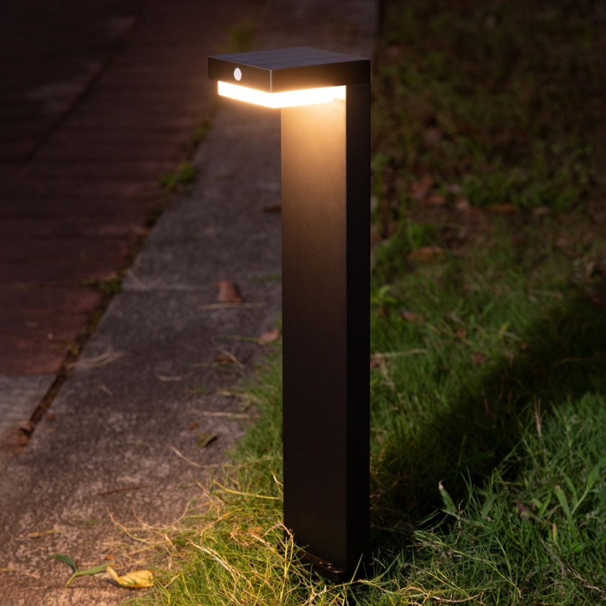 Zuma Line - Candeeiro solar LED com sensor de anoitecer e movimento LED/4,5W/2000 mAh IP44 preto
