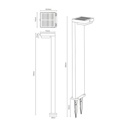 Zuma Line - Candeeiro solar LED com sensor de anoitecer e movimento LED/4,5W/2000 mAh IP44 preto