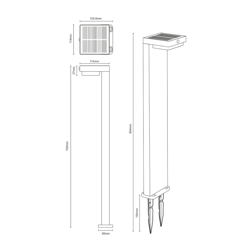Zuma Line - Candeeiro solar LED com sensor de anoitecer e movimento LED/4,5W/2000 mAh IP44 preto