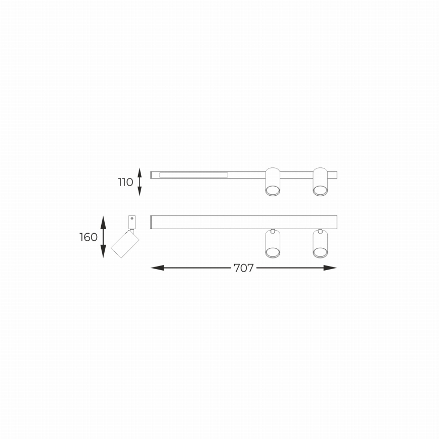 Zuma Line - Foco de parede LED 2xGU10/5W/230V + LED/8W preto