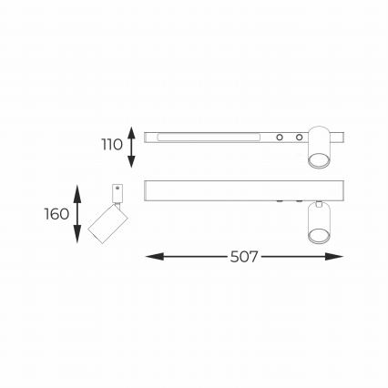 Zuma Line - Luminária de parede LED com foco 1xGU10/5W/230V + LED/8W preta