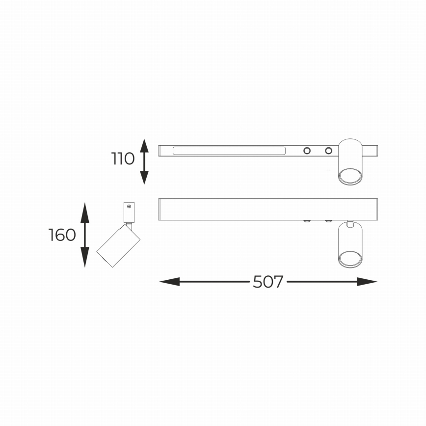 Zuma Line - Luminária de parede LED com foco 1xGU10/5W/230V + LED/8W preta