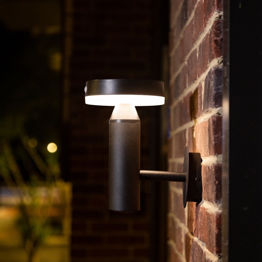 Zuma Line - Candeeiro de parede LED solar com sensor de anoitecer e movimento LED/4,5W/2000 mAh IP44 preto